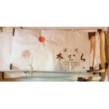 A COLLECTION OF TEN JAPANESE KIMONOS AND HAORI To include pink stripe with embroidered collar and