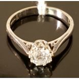 AN 18CT WHITE GOLD AND DIAMOND SOLITAIRE RING (size R). (diamond approx 1ct)