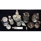 A COLLECTION OF VICTORIAN AND LATER GLASSWARE To include a claret jug, with floral decoration, a