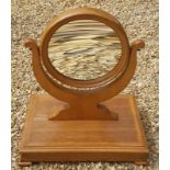 A 19TH CENTURY OAK ARTISTS MIRROR With a circular inverted convex plate, on horseshoe stand, with