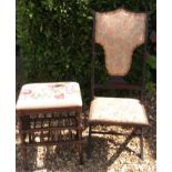 AN EARLY 20TH CENTURY MAHOGANY AND NEEDLEPOINT PIANO STOOL Raised on turned legs, with a gallery