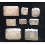 A COLLECTION OF VARIOUS ENGLISH SILVER ITEMS To include vesta, card and cigarette cases.
