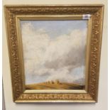 FELIX THOMAS, A LATE 19TH/EARLY 20TH CENTURY OIL ON CANVAS Harvest landscape, gilt framed. (w 31cm x