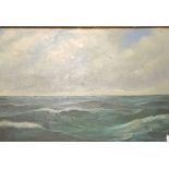 AN EARLY 20TH CENTURY OIL ON CANVAS LAID TO BOARD Seascape, gilt framed. (w 61.5cm x h 42cm)