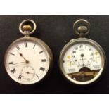 A LATE 19TH/EARLY 20TH CENTURY CONTINENTAL SILVER GENTLEMEN'S POCKET WATCH Open faced with white