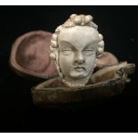 A 19TH CENTURY CARVED MEERSCHAUM PIPE Portrait carved in original leather case. 5851/BG10016774/1