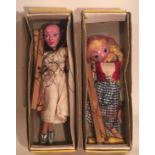 TWO BYGONE PELHAM PUPPETS Boxed.