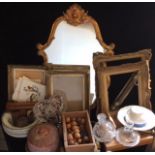 A MIXED COLLECTION OF 19TH CENTURY AND LATER OBJECTS To include a pair of gilt picture frames of