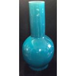 A LARGE LATE 19TH CENTURY JAPANESE AWAJI GLAZE POTTERY VASE Of bulbous form, with turquoise