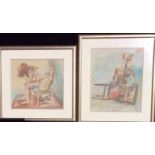 PHILIP J.F. HORTON, A 20TH CENTURY PASTEL ON PAPER Two nude studies of females, one sat on a