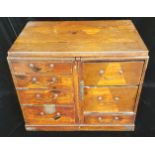 AN EARLY 20TH CENTURY ORIENTAL PARQUETRY AND MARQUETRY INLAID TABLE TOP CHEST Of various trinket