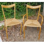TWO 20TH CENTURY RUSH SEATED CHAIRS.