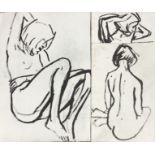 MARK IVAN CLARK, R.A., A COLLECTION OF THREE LATE 20TH CENTURY LINE WATERCOLOUR Nude studies, female