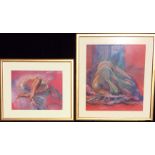 HORTON, A 20TH CENTURY PASTEL ON PAPER Two nude studies, one a sleeping lady beneath a curtain,