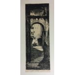 CAMPBELL MACKIE, WOODBLOCK Tudor courtyard, signed in pencil 30 proofs no23 Plate. (41cm x 15cm)