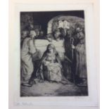 W M STRANG (1859 -1921) SCOTTISH three etchings the nativity,feasting and a church All singed in