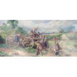 MYLES BIRKET FOSTER, 1825-1899 A pair of large over painted prints of country scenes, Children
