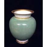 A LARGE MID 20TH CENTURY ROYAL COPENHAGEN CELADON CRAQUELURE GLAZED POTTERY VASE Of baluster form,