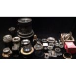 A COLLECTION OF EARLY 20TH CENTURY CAMERA/GUNSIGHT LENSES Including a large military issue 20 in