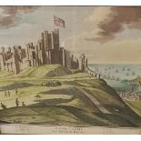 DOVER CASTLE, AN 18TH CENTURY COLOURED ENGRAVING I. Sailmaker, Hulfbergh. (67cm x 55cm)