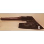 A 17TH/18TH CENTURY STEEL BROAD AXE Bearing three proof marks and oak. (54cm x 17cm) Condition: