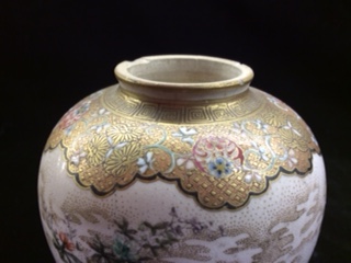 SATSUMA, A LATE 19TH CENTURY MEIJI PERIOD JAPANESE POTTERY VASE Of spherical shape, tapering to base - Image 4 of 4