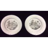 NEWHALL PORCELAIN, AN 18TH/19TH CENTURY PAIR OF PLATES Having a relief moulded rim of floral