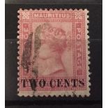 MAURITIUS, 1891, SG119, 2C ON 17C ROSE Used with RPS certificate.