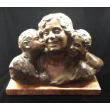 VINCENZO AURISICCHIO, A 19TH/20TH CENTURY ITALIAN BRONZE GROUP Mother and children, signed on a