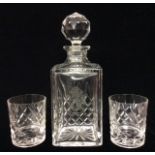 ROYAL BOROUGH OF WINDSOR AND MAIDENHEAD, AN ENGRAVED CUT CRYSTAL DECANTER SET Of square shape,