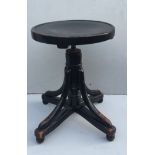 J.J. KOHN, AN EARLY 20TH CENTURY BENTWOOD ADJUSTABLE MUSIC STOOL Stamped.