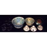 L. WINTON, A COLLECTION OF 20TH CENTURY STUDIO ART POTTERY ITEMS To include a large salad bowl, hand