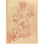 ATTRIBUTED TO CORNELIS BEGA, DUTCH, 1620 - 1664, RED CHALK PORTRAIT SKETCH Of a seated gentleman