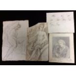 THREE OLD MASTER DRAWINGS A classical seated nude, watermarked with fleur de lis, a classical