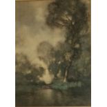 HENRY TAYLOR WISE, SCOTTISH, 1870 - 1951, WATERCOLOUR Lakeside landscape, framed and glazed. (43cm x