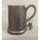 A 17TH/18TH CENTURY LEATHER TANKARD FORM BLACK JACK With pewter lined interior, the tapering body