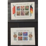 STAMPS OF EAST GERMANY, 1953 E102/111, two mini sheets, Unperf Death of Karl Marx, cat val 250 (