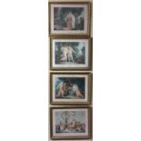 LE PREMIERE NAVIGATEUR, A SET OF FOUR 19TH CENTURY FRENCH COLOURED ENGRAVINGS Classical scenes '