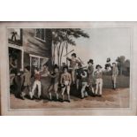 A BLACK AND WHITE PHOTOGRAPH PRINT Engraving busy tavern scene, the cast prospect of Westminster