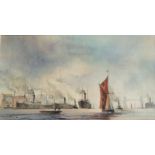 ROY FOSTER, A 20TH CENTURY RIVER SCENE The Thames set in the early 1900s, with large steam ships and