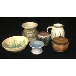 A COLLECTION OF VARIOUS HOME CRAFTED STUDIO POTTERY Some signed by Winton and intialled 'L.W.',