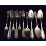 WINTON FAMILY CREST, A PAIR SET OF LATE 19TH/EARLY 20TH CENTURY GERMAN SILVER CUTLERY Including