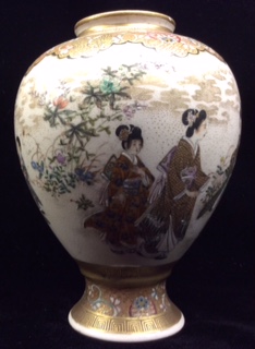 SATSUMA, A LATE 19TH CENTURY MEIJI PERIOD JAPANESE POTTERY VASE Of spherical shape, tapering to base