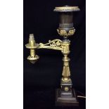 B. GARDINER, NEW YORK, A 19TH CENTURY BRONZE AND ORMOLU ARGAND LAMP Of Empire style, having a bronze