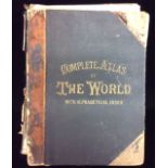 COMPLETE ATLAS OF THE WORLD, 19TH CENTURY PART LEATHER BOUND BOOK Published 'G.W. Balon & Co., 127