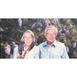 MONIKA KUBINSKA, OIL ON CANVAS Portrait of Mr & Mrs Sir Nicholas Winton, signed with dedications