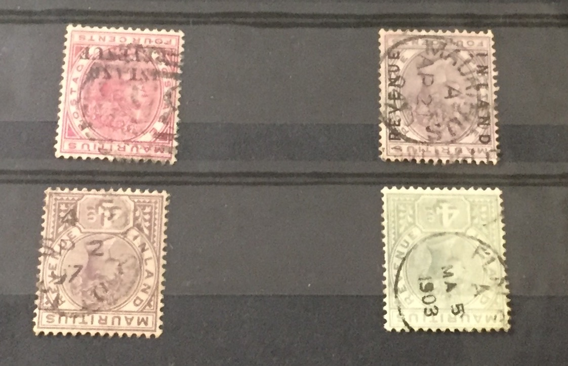 STAMPS OF MAURITIUS, 1896 - 1898 (SGR4), 4C Green, SGR3, 4C, lilac OVPT, type F2, SGRI, 4C,