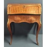 A NAPOLEON III PERIOD KINGWOOD PARQUETRY INLAID WRITING BUREAU Applied with gilded bronze bandings