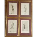 A SET OF FOUR 18TH/19TH CENTURY ITALIAN ENGRAVINGS Classical marble statues 'Minerva', by