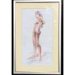 HORTON, B. 1941, A 20TH CENTURY PASTEL ON PAPER Nude study of a female, side profile standing with